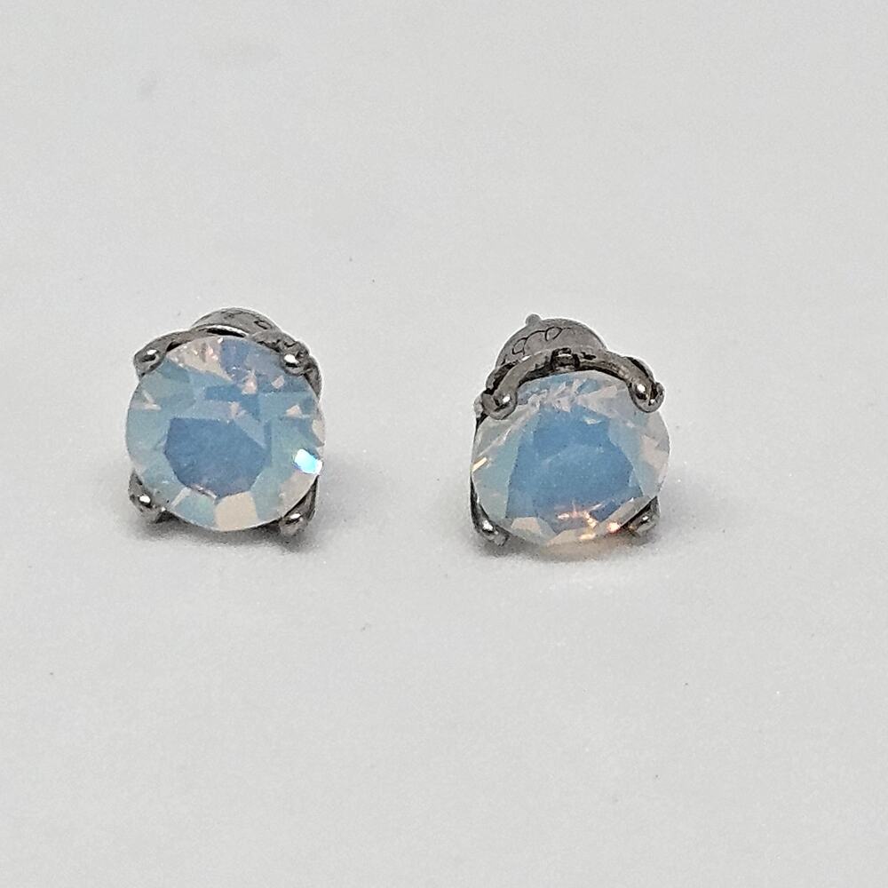 Chloe + Isabel Round Birthstone Stud Earrings E118OPR Shiny Rhodium-Plated - Picture 3 of 7